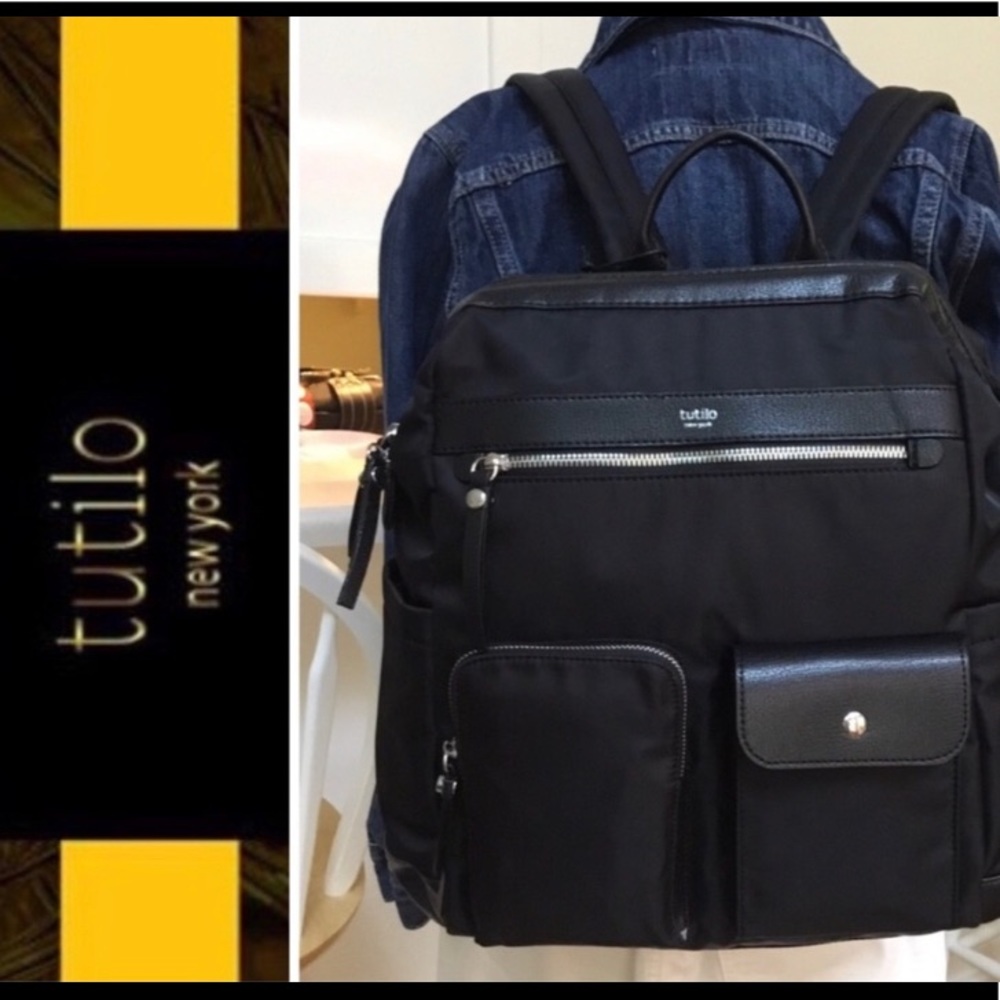 NEW Tutilo New York Black Nylon Backpack